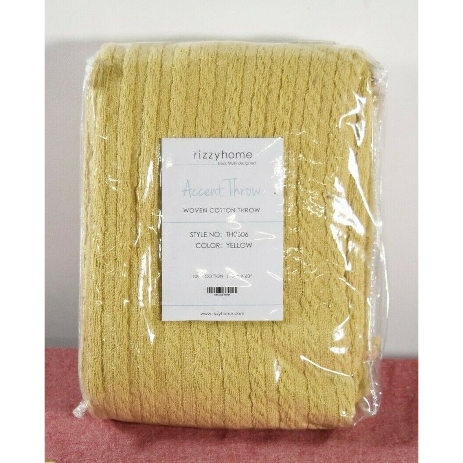 Rizzy Home- Textured Striped Throw Blanket, Yellow, 50 x60