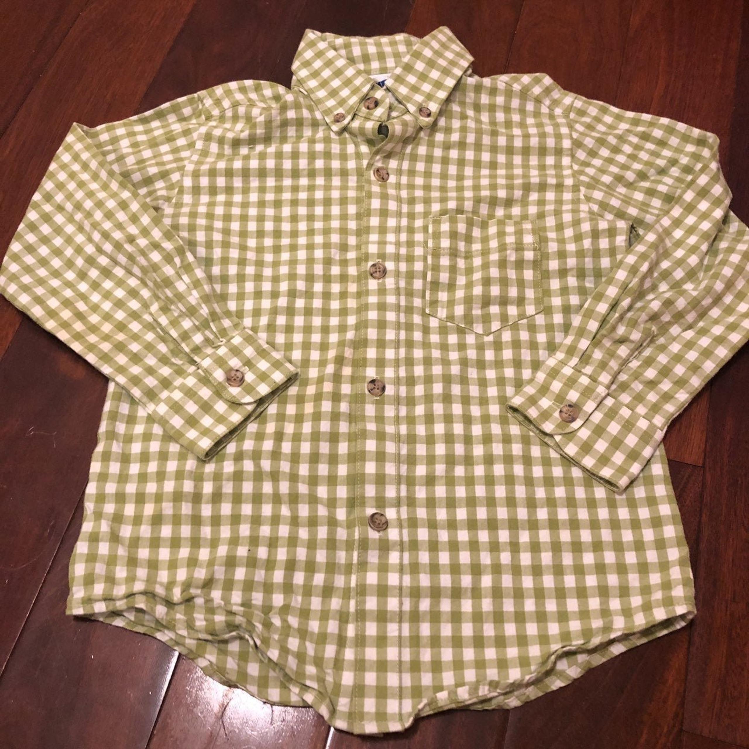 Boutique Green Gingham Just Ducky Button Down Shirt Boys 6