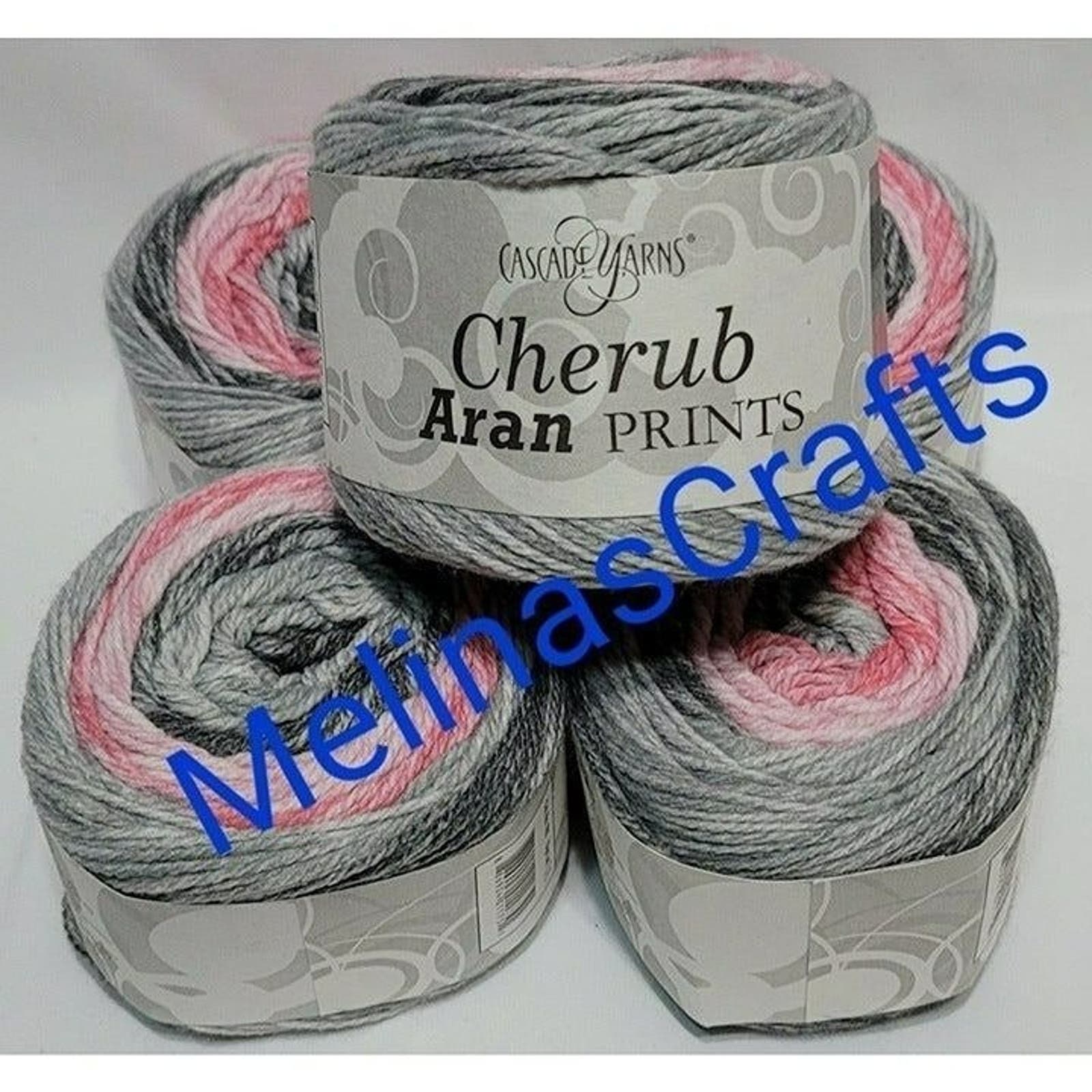 Gray & Pink Yarn Cherub Aran Prints 5 in Raspberry Smoke Restocked, Soft Pretty
