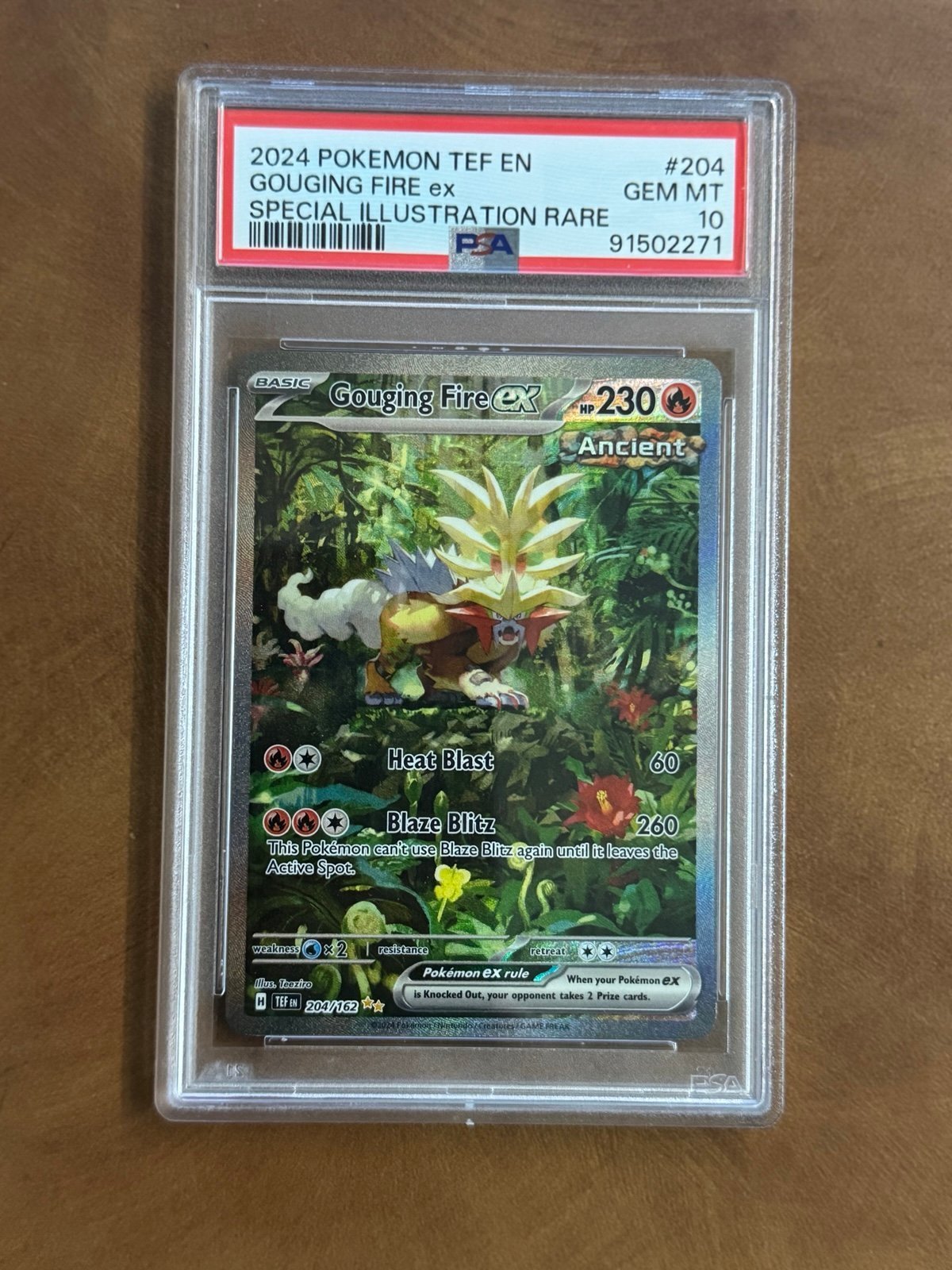 2024 Pokémon Tef En-temporal Forces 204 Gouging Fire Ex PSA 10