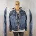 ECKO UNLTD JEAN JACKET MEN CRYSTAL ECKO EMBROIDERED LOGO WITH HOOD AND POCKET S