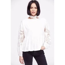 Free People Penny Peplum Embroidered Top