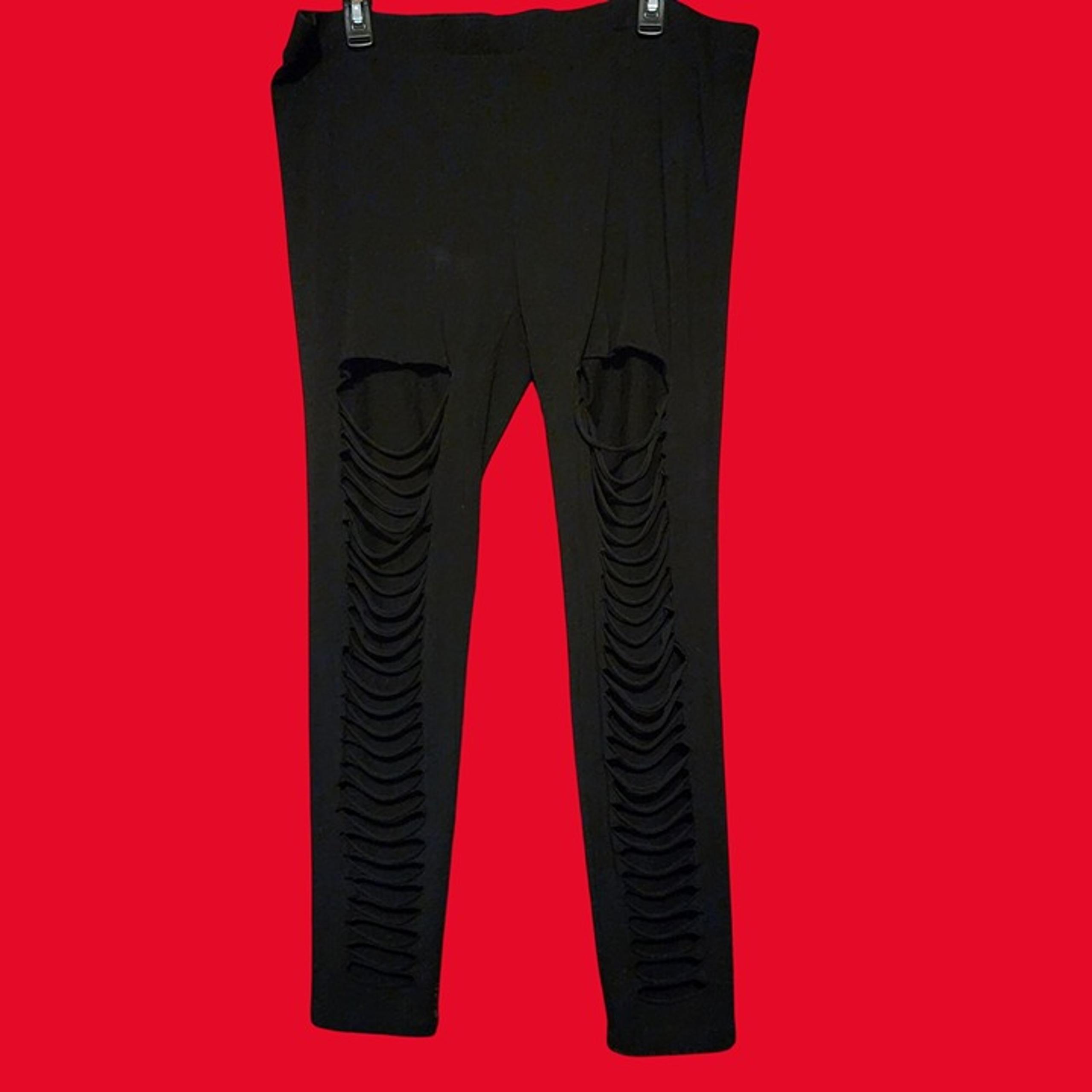 Express Black Ripped Cutout Leggings XL 95% Cotton 5% Spandex