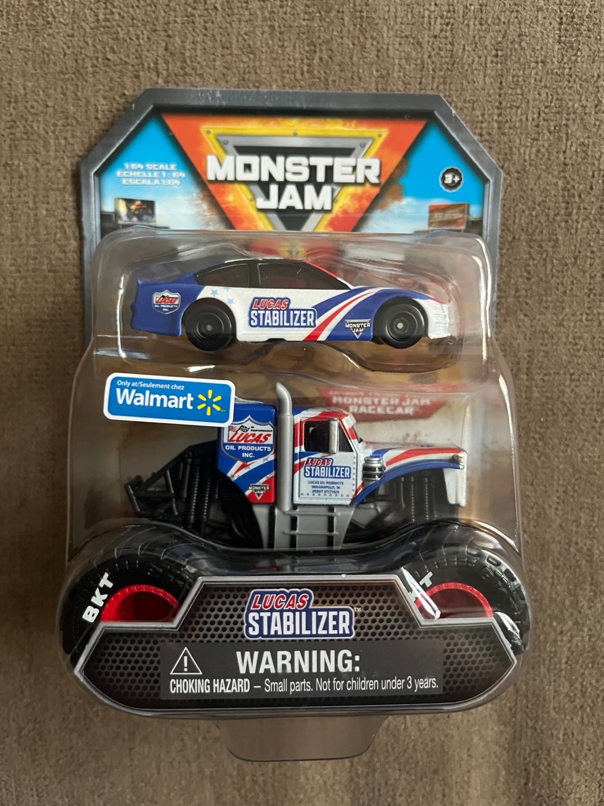 Lucas stabilizer monster jam truck and car 1/64 Diecast Walmart