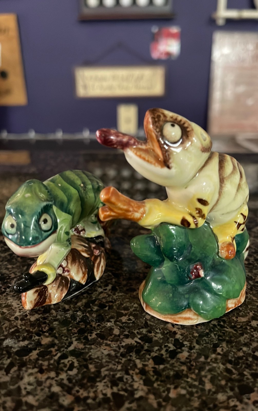 Vintage chameleon salt pepper