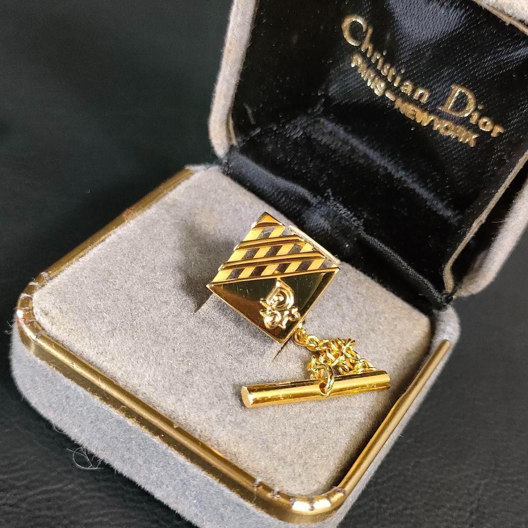 【Excellent Condition】Dior Tie Pin, Gold, Square, Mesh, Logo