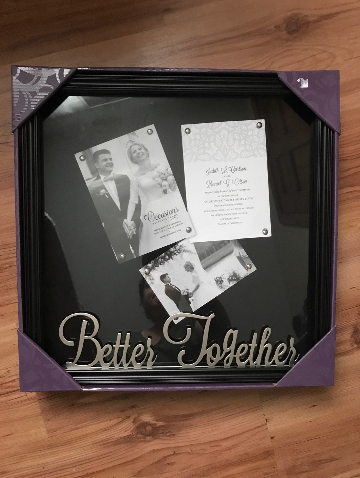 Wedding shadow box picture/keepsake fram