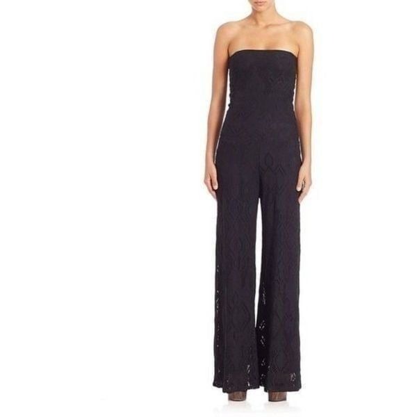 Fuzzi Black Strapless Lace Jumpsuit Size M