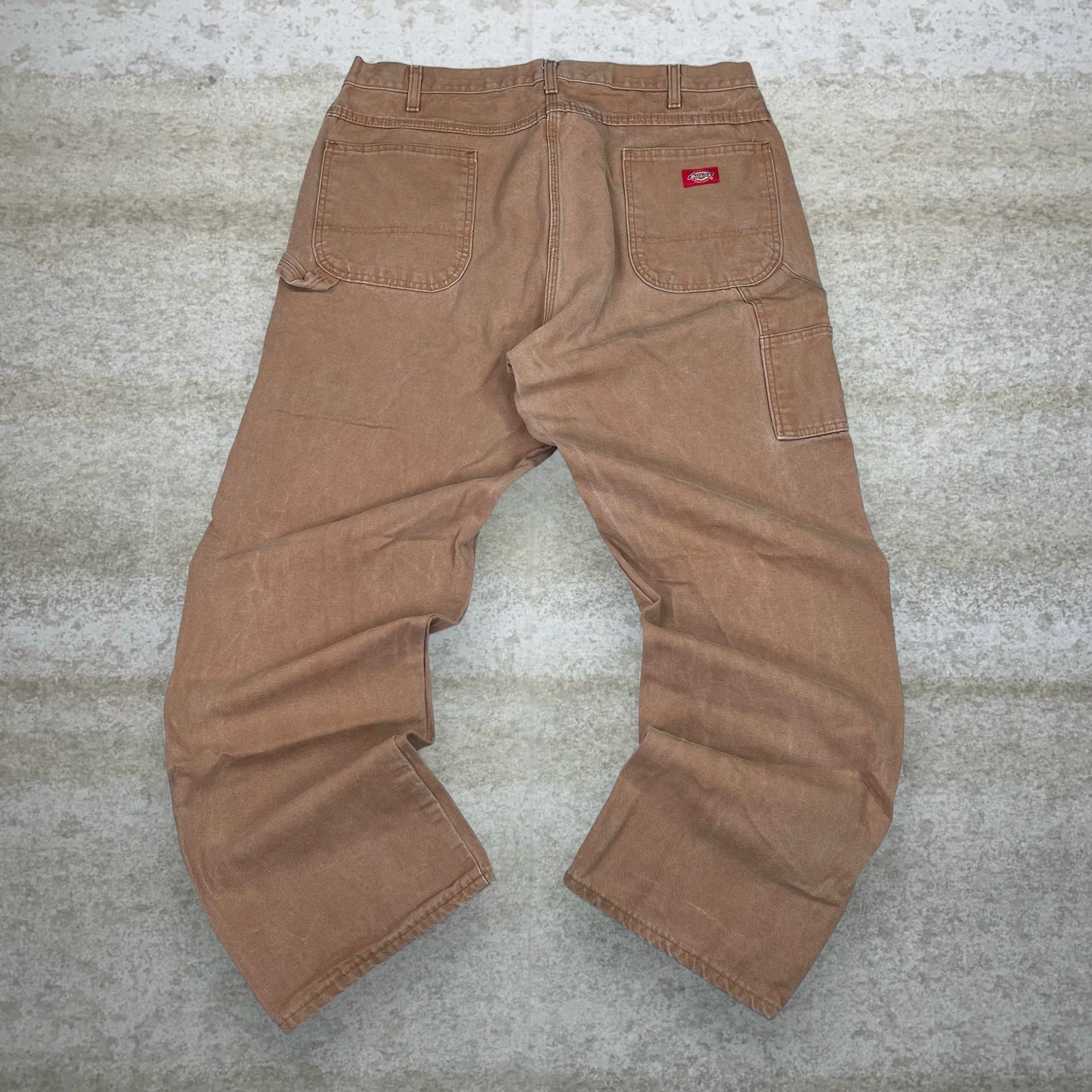 Vintage Dickies Carpenter Pants Camel Tan Canvas Baggy Work Wear Painters 90s