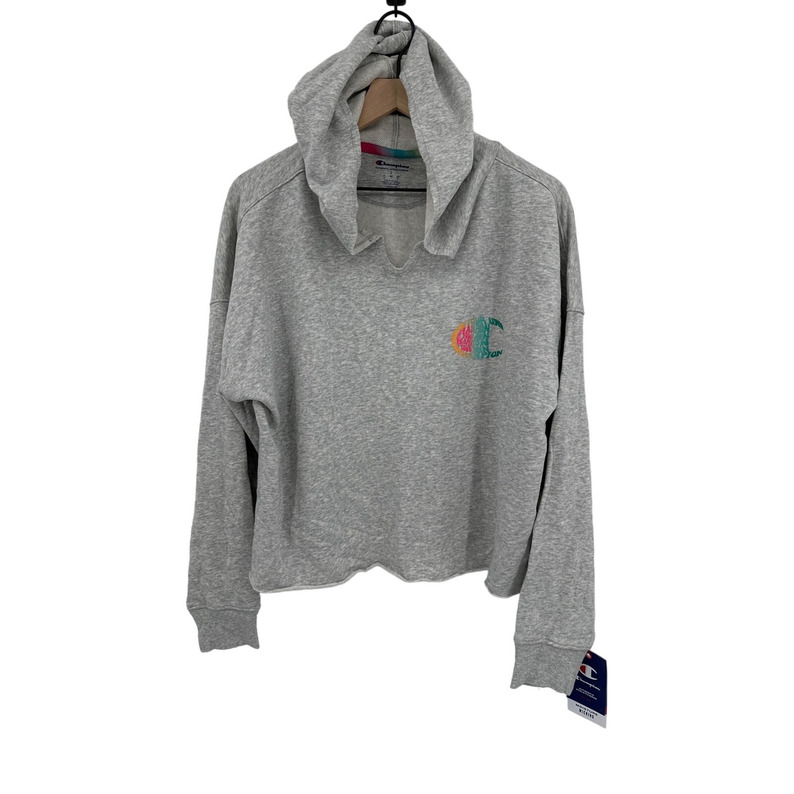 NWT Champion Sweatshirt French Hoodie Cropped Gray Athletic Campus Large