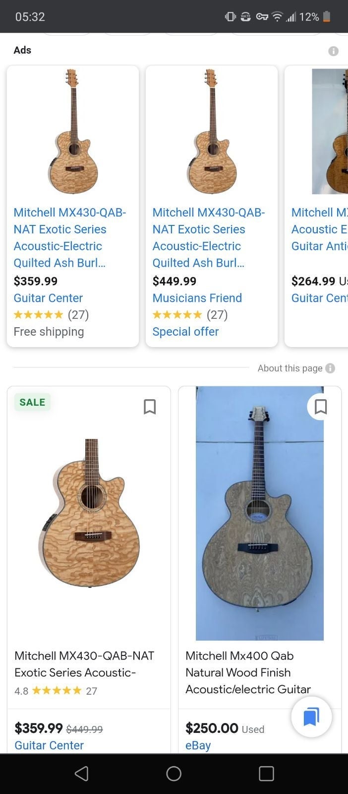 Make me an offer. I paid 300 but ill give you a good deal Mitchell acoustic gui