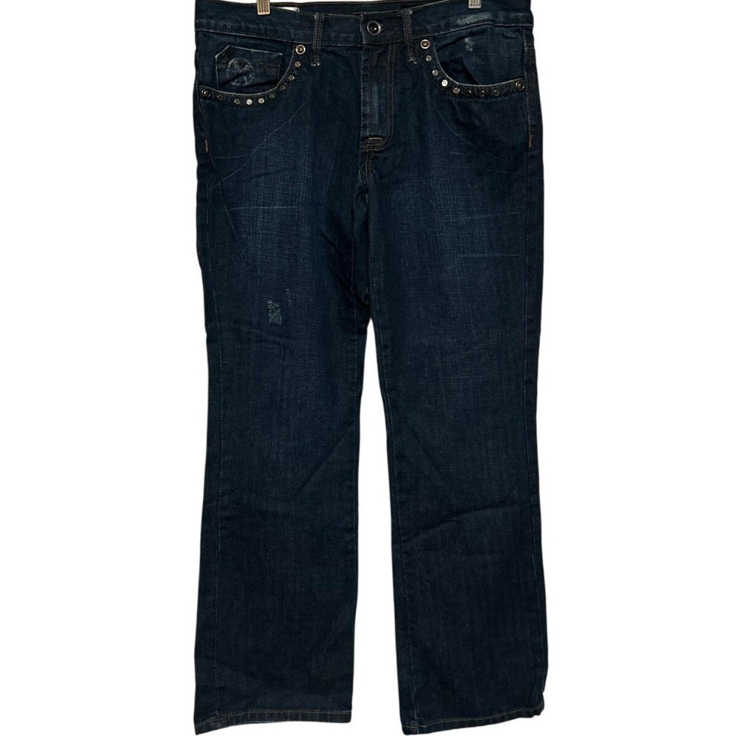 Men's Cut & Sew Heavy Straight Leg Jeans Studded Pockets Size W34 - Marc Ecko