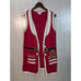 Women's 99 Jane Street Long Christmas Sweater Vest Size Medium Mrs Clause Red