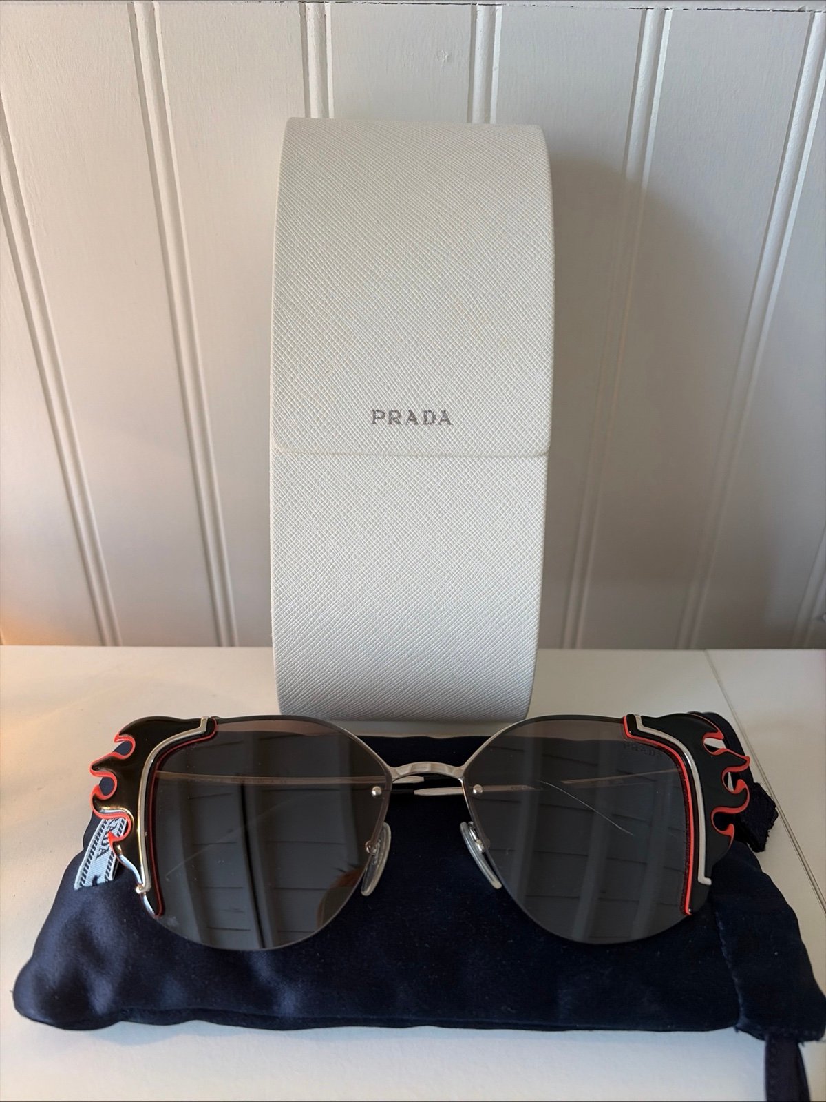 PRADA SPR 59V 427-5O0 SUNGLASSES SIZE:64-16-140 FLAMES