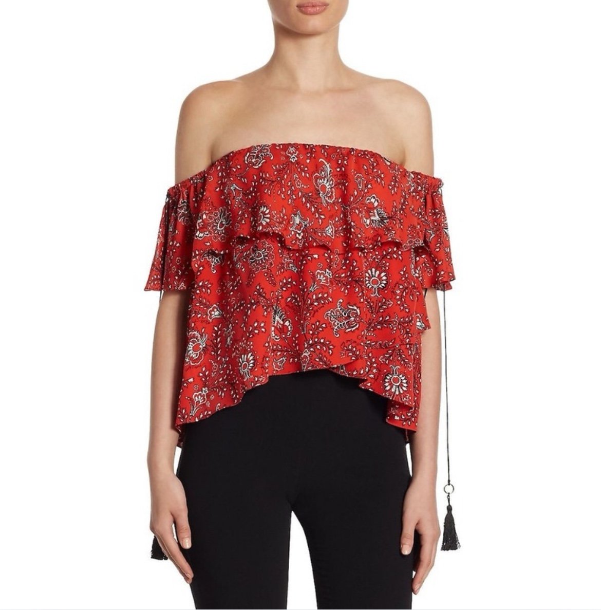 Cinq a sept khalia silk off the shoulders top