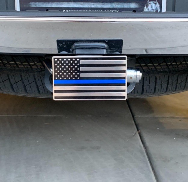 USA Flag Metal Trailer Hitch Cover (Fits 2 Receivers)