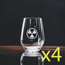 Nuclear Biohazard Stemless Wine Glasses x4 Premium 15 Oz Personalize Work NEW