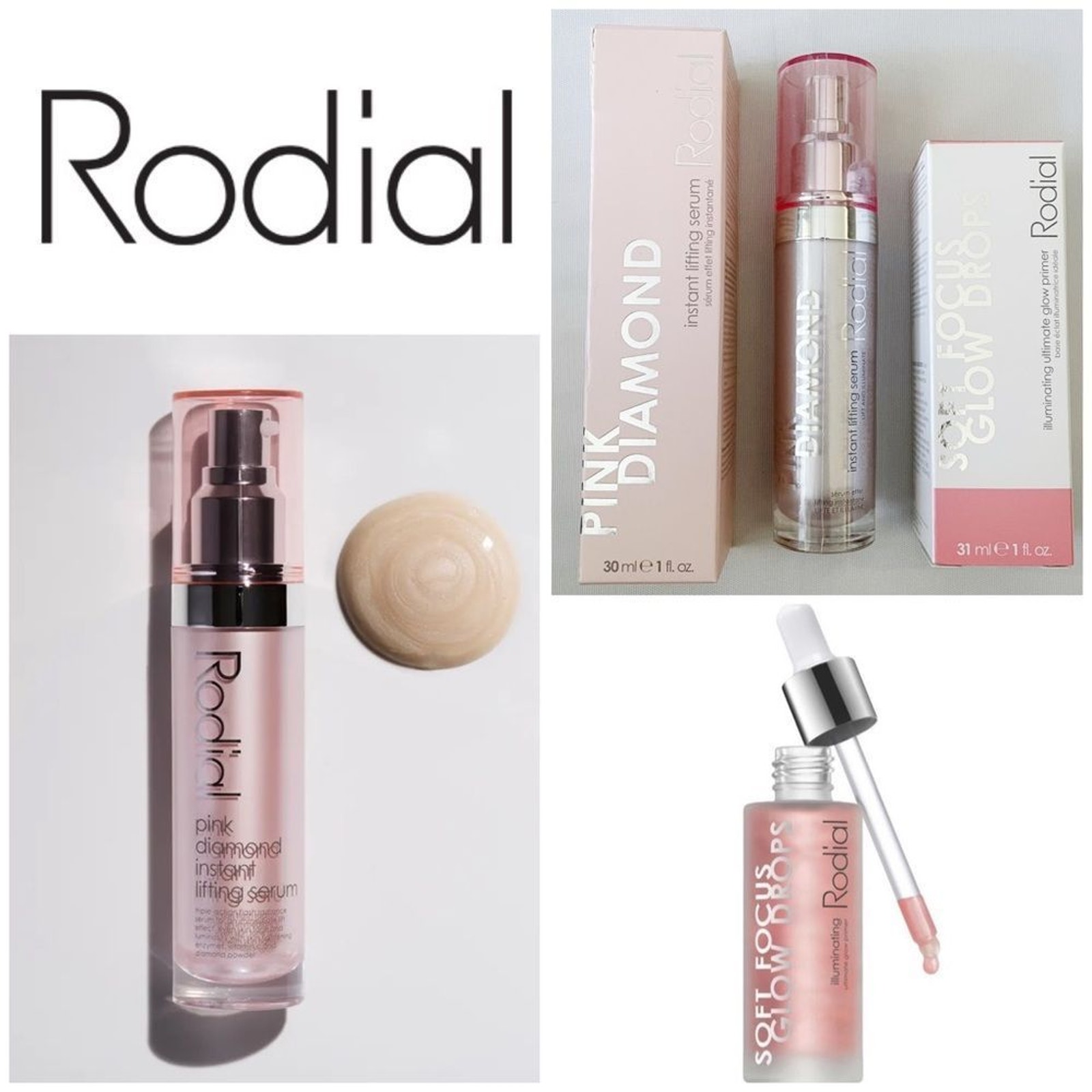 RODIAL Pink Diamond Face Serum 3 Piece Bundle