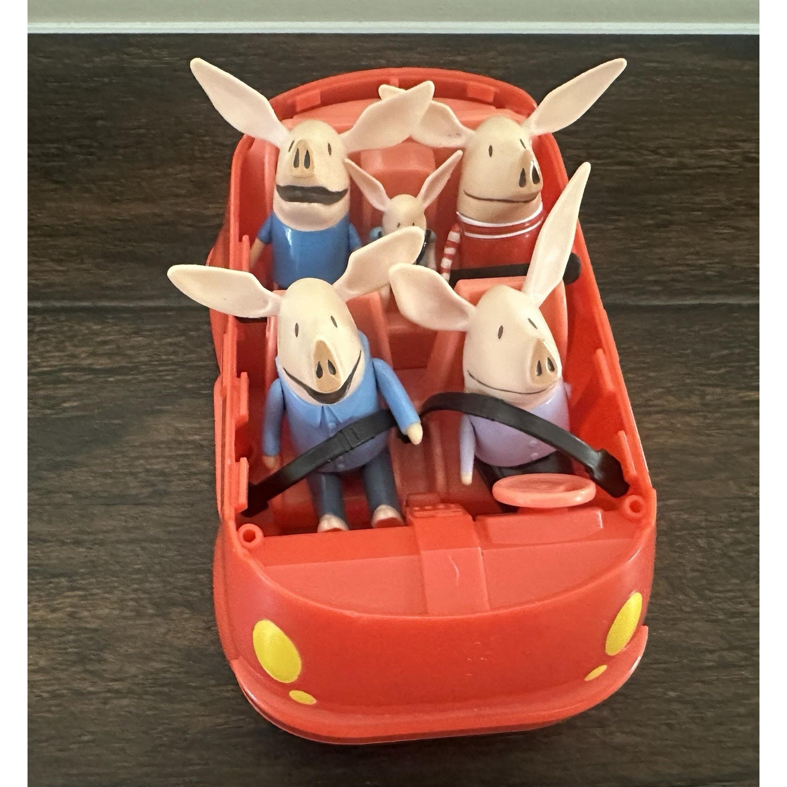 Olivia The Pig Figures Family Dad Mom Olivia Brother Baby 6pcs W/Car - Spin Master