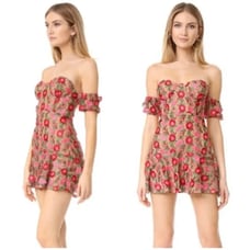 For Love & Lemons Amelia Strapless Dress Rosebud Mini Womens X- Small