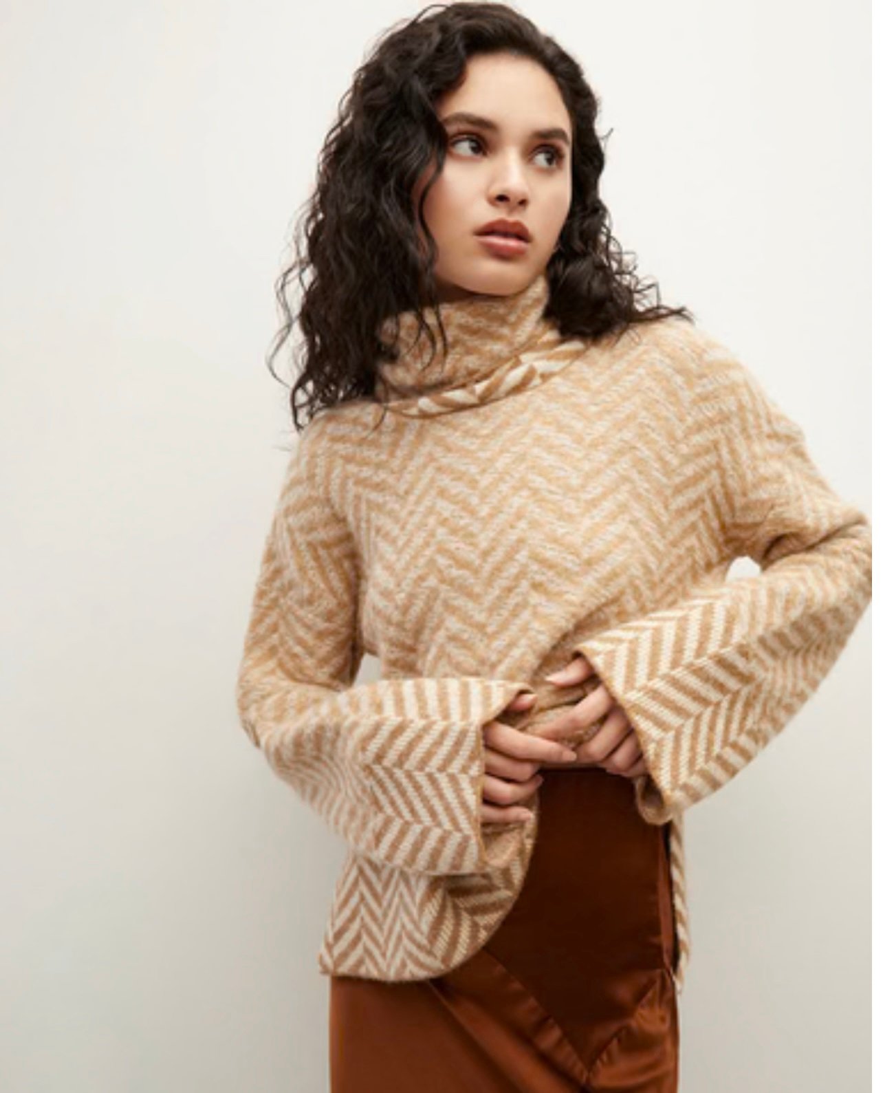 New Veronica Beard Bolina Herringbone Alpaca Blend Sweater S