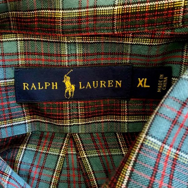 Outlet RALPH LAUREN Mens Long Sleeve Blue Plaid Button Down Dress Shirt XL