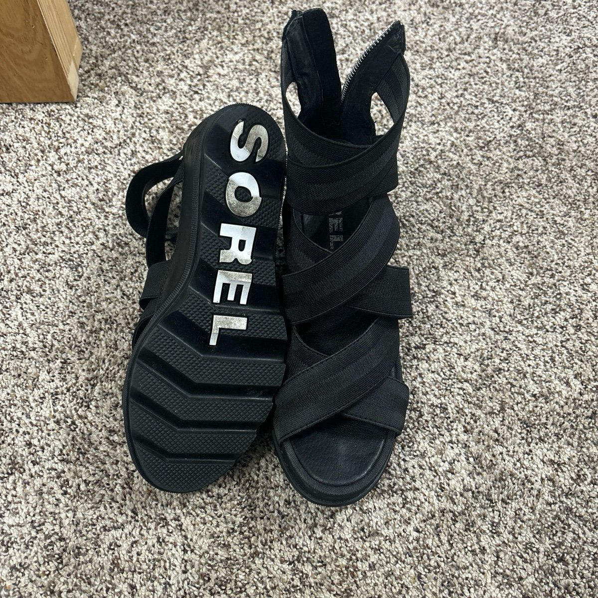 Sorel Joanie II Strappy Wedge Black Sandals
