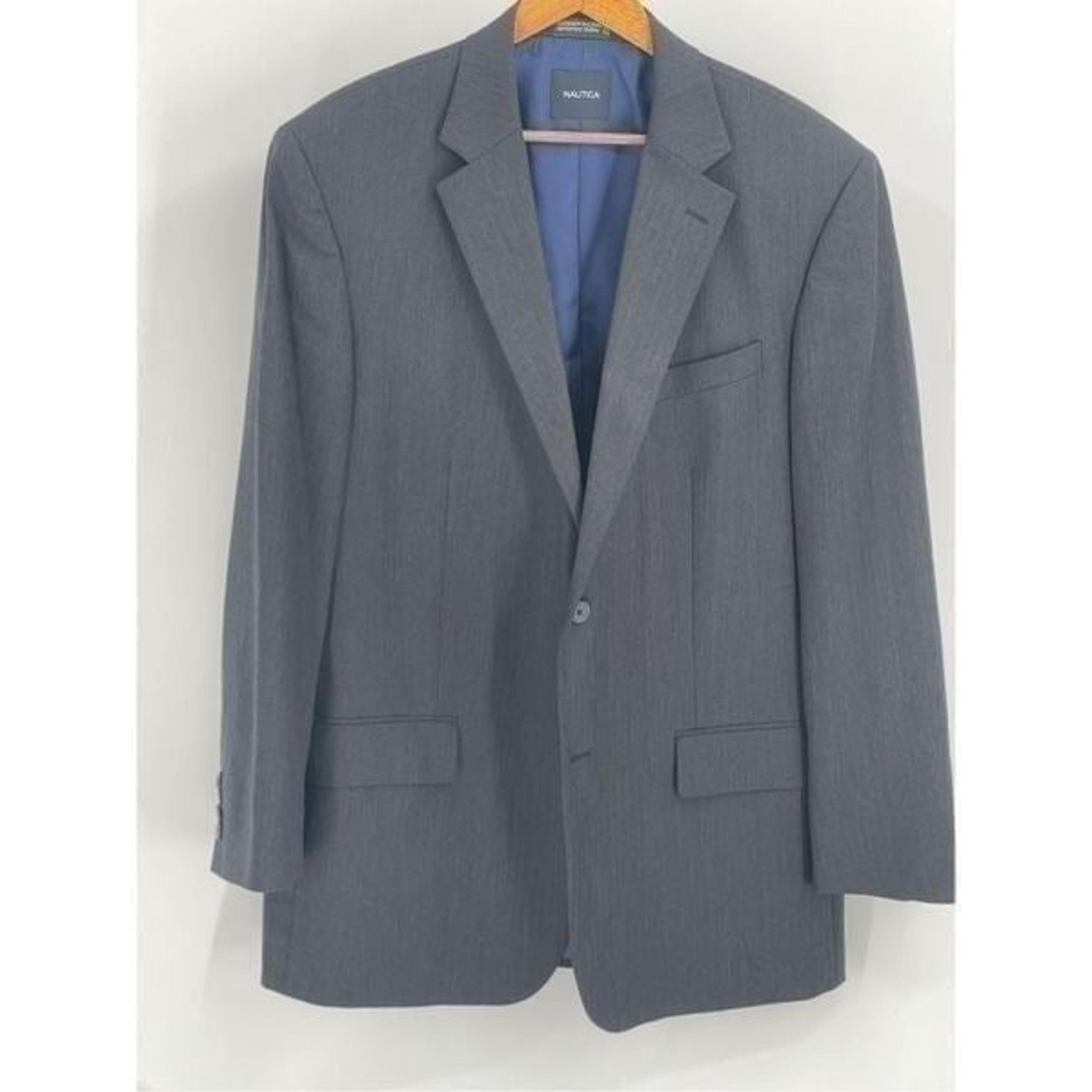 Nautica Blazer Men's Size 44L Charcoal Gray Black Sport Coat