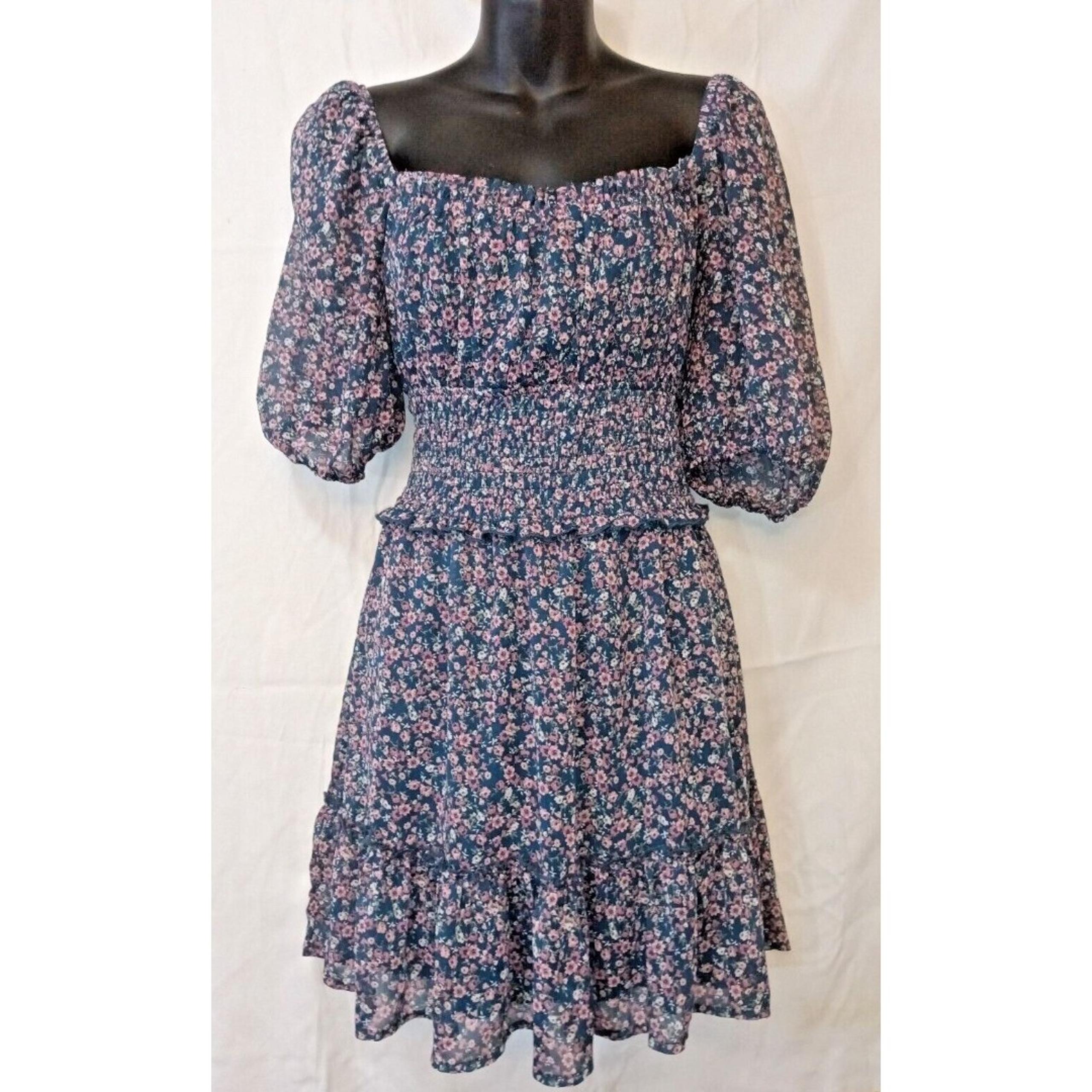 Trixxi Women's Juniors' Dress Smocked Tiered  Floral Fit & Flare Used Size:XL