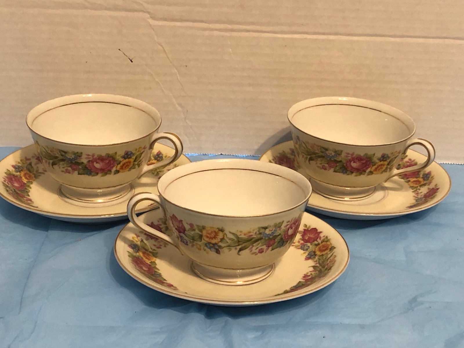 Vintage Floral lot-3 sets Cups and Saucers Occupied Japan Jyoto China Elegant Vintage Floral lot-3 sets Cups and Saucers Occupied Japan Jyoto China Elegant