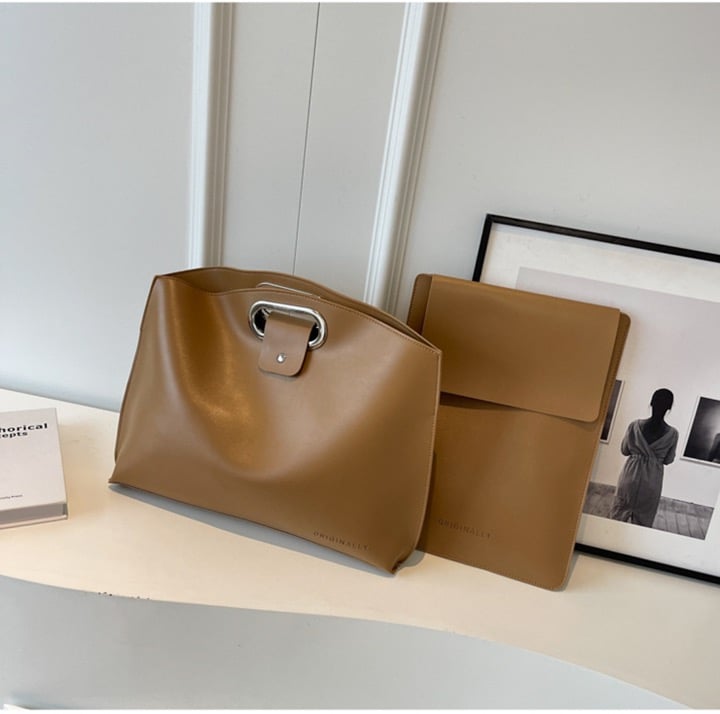 2pc Waterproof Large Capacity PU Leather Clutch, Laptop Computer, iPad Bags