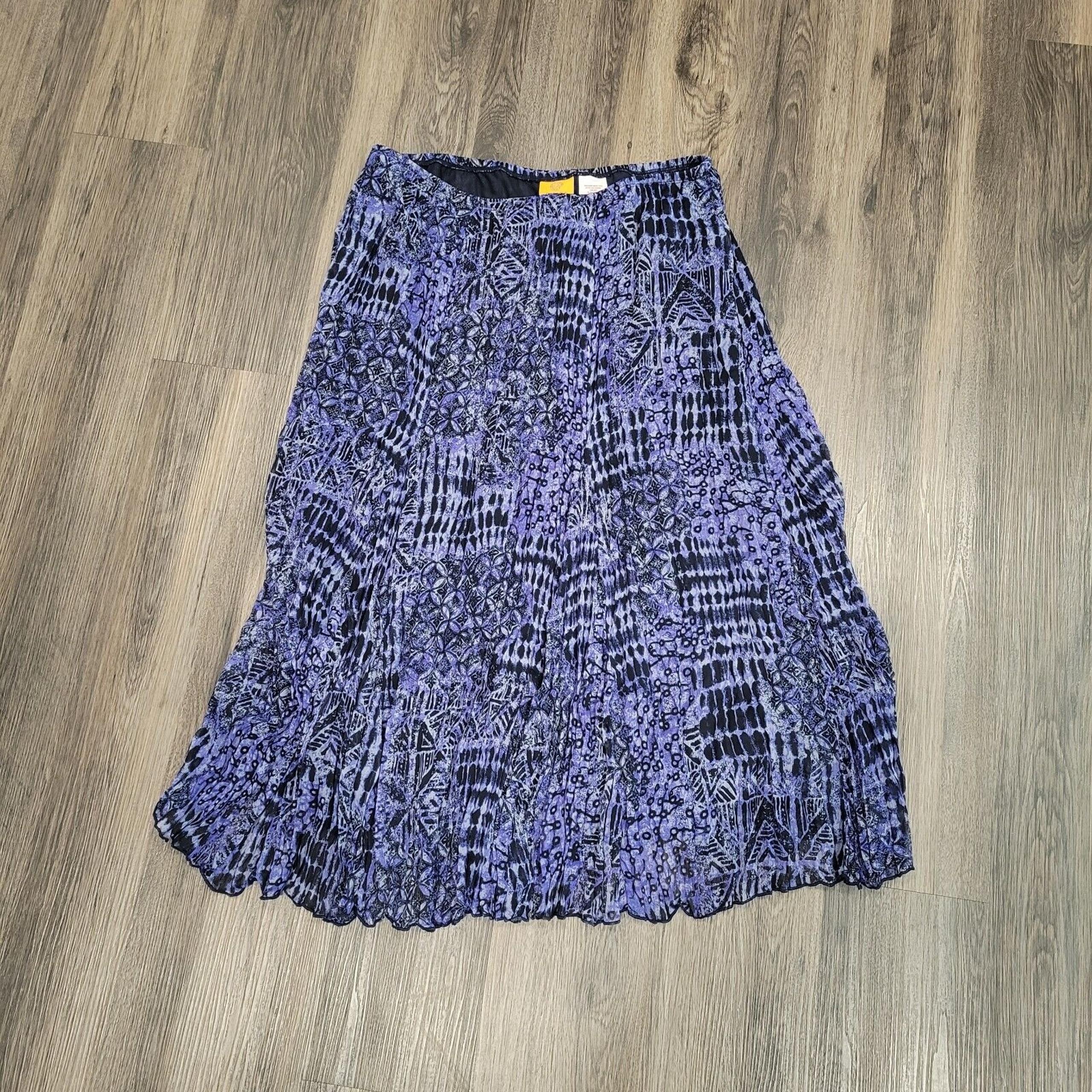 Ruby Rd Skirt Women's 12P Purple Geometric Pull On Flowy Maxi