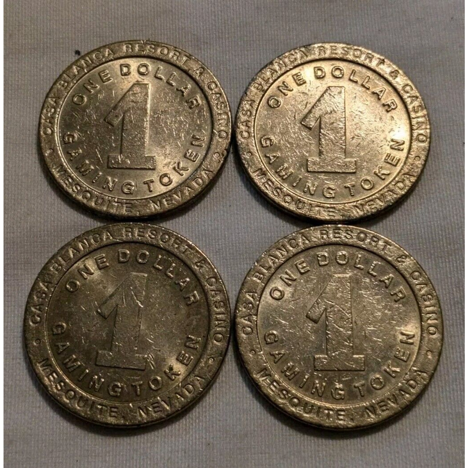 4 Casa Blanca Resort & Casino $1 One Dollar Gaming Tokens Mesquite Nevada DZ - detail