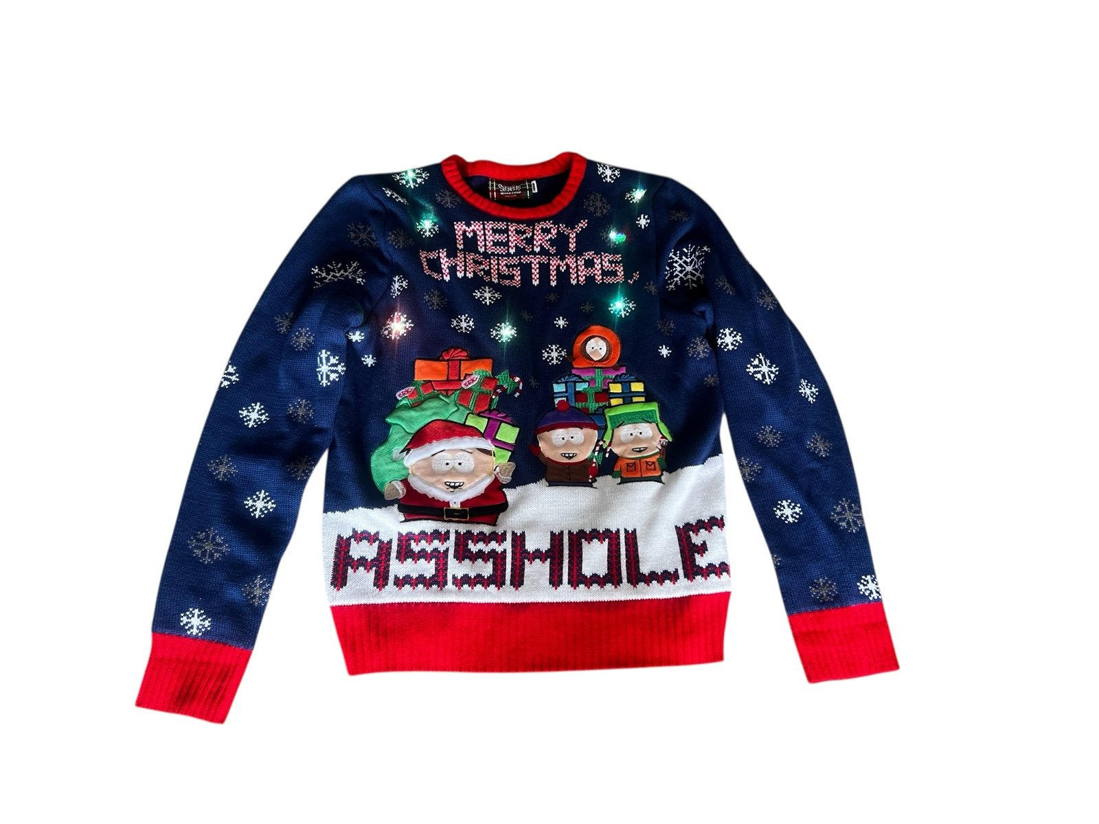 Spencer's Light-Up Merry Christmas South Park Ugly XMas Sweater Adult Medium 
Pi