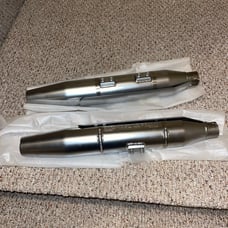 Harley-Davidson OEM Factory Softail Fatboy Satin Finish Exhaust Mufflers