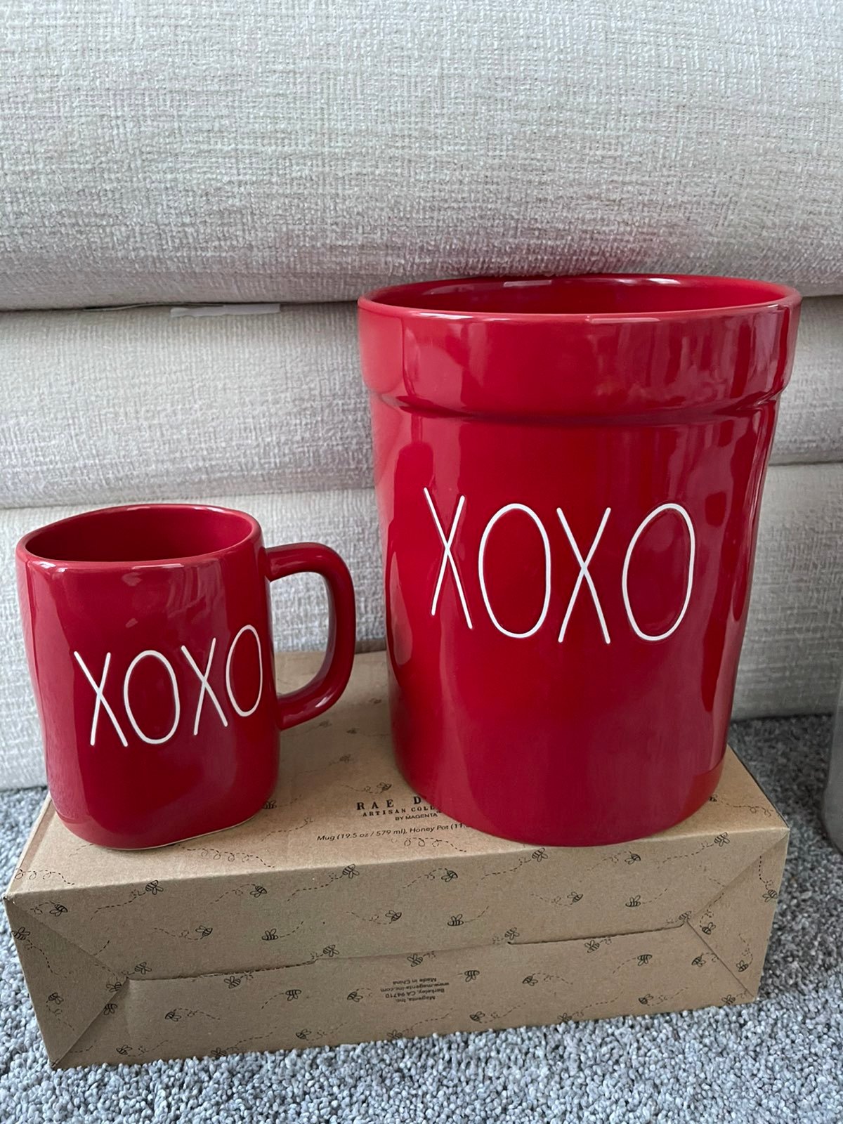 Rae Dunn valentines canister and mug set