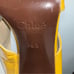 Chloe Women’s 6 Mustard Yellow Patent Criss Cross Leather Block Slingback Heels