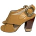 Chloe Women’s 6 Mustard Yellow Patent Criss Cross Leather Block Slingback Heels