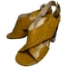 Chloe Women’s 6 Mustard Yellow Patent Criss Cross Leather Block Slingback Heels