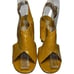 Chloe Women’s 6 Mustard Yellow Patent Criss Cross Leather Block Slingback Heels