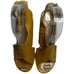Chloe Women’s 6 Mustard Yellow Patent Criss Cross Leather Block Slingback Heels