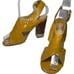 Chloe Women’s 6 Mustard Yellow Patent Criss Cross Leather Block Slingback Heels