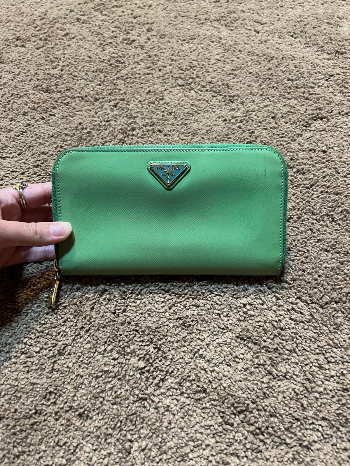 Prada long zip around wallet