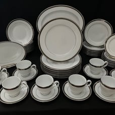 Austin Platinum by Noritake - 50pc Estate Set of Platinum Edged Dinnerware