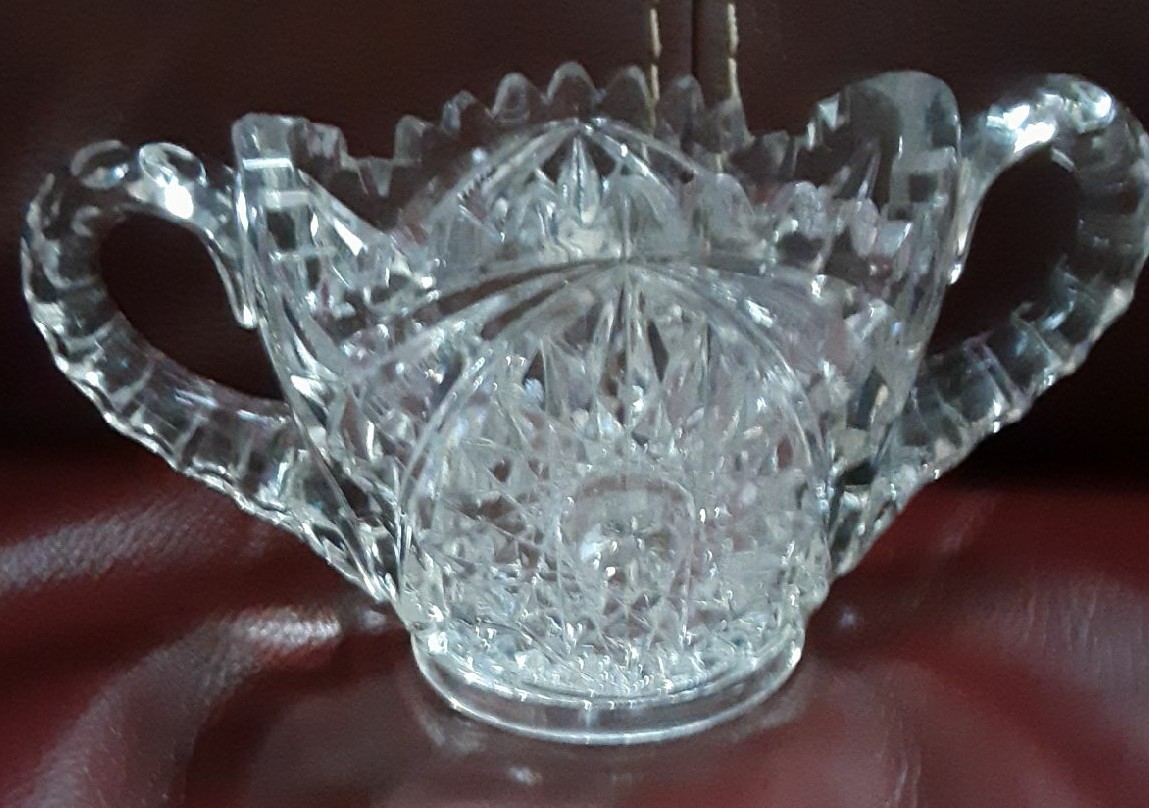Vintage cut Glass sugar bowl vase