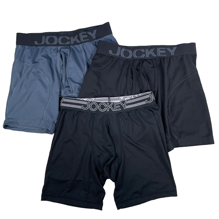 Jockey Athletic Black + Steel Blue Rapidcool Boxer Briefs Underwear S (28-30)