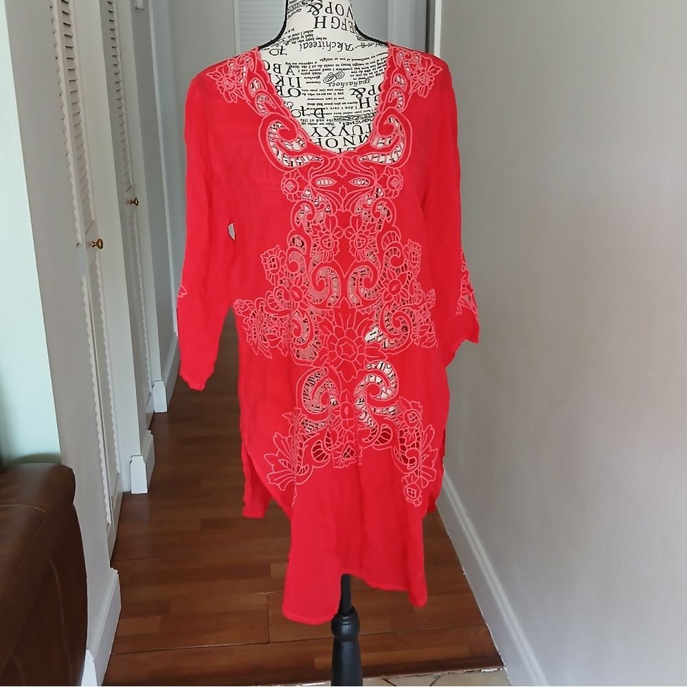 Johnny Was Arlene Eyelet Applique Top