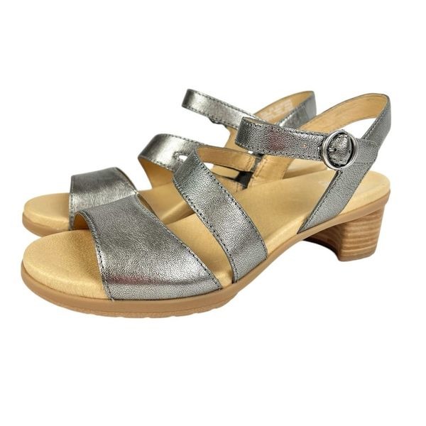 Dansko Tansy Gunmetal Silver Heeled Sandals 39
