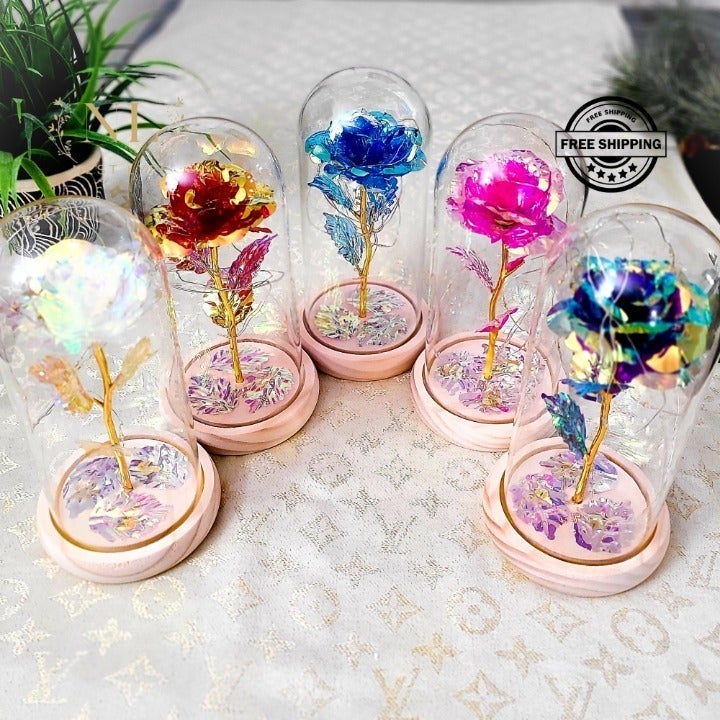 Clear/White Personalized Rose With LED lights For Birthday, Anniversary Gift