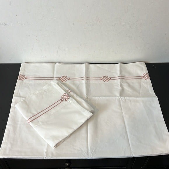 Pottery Barn Emilia embroidered soft rose standard pillow cases